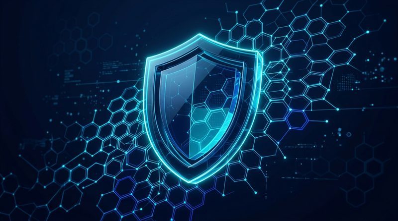 Cybersecurity: protected network and defense layers.